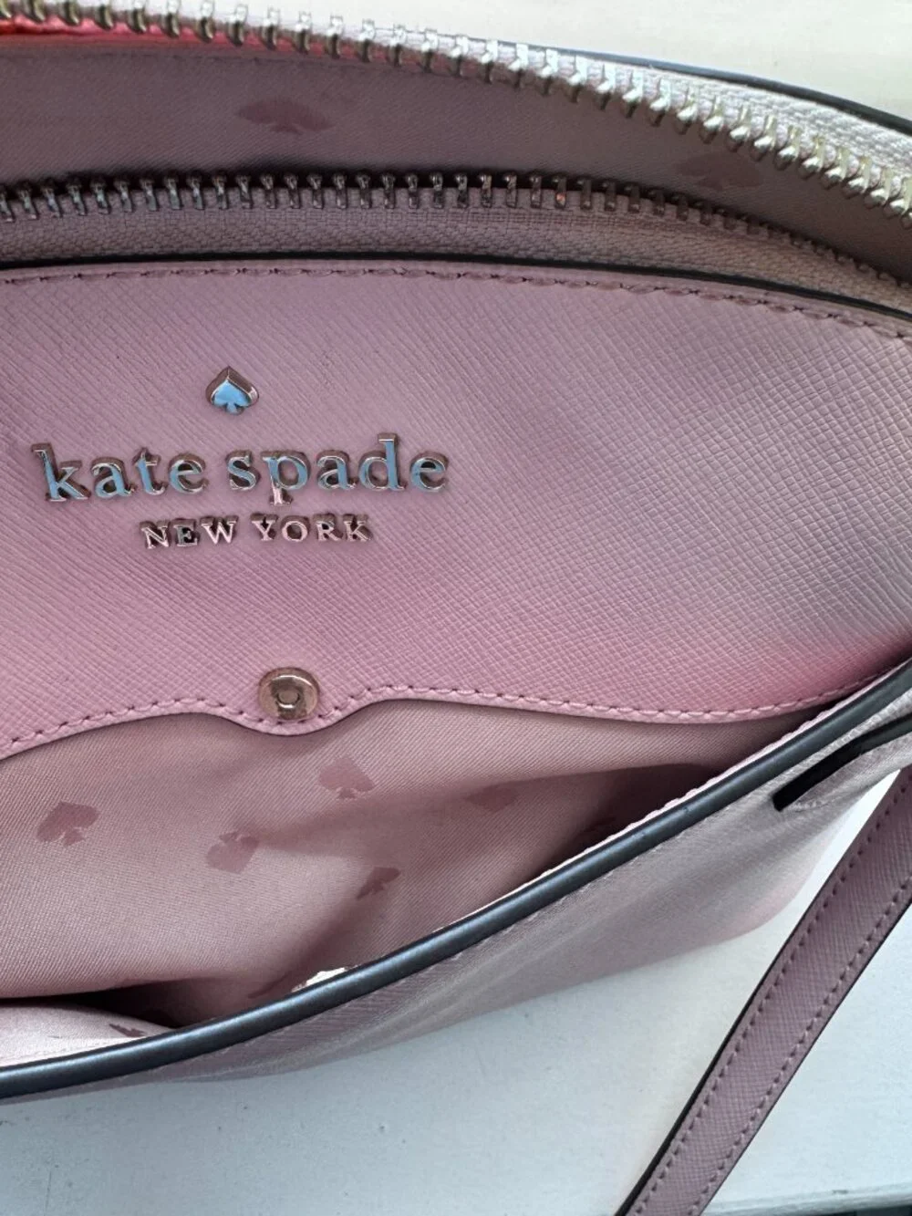 Kate Spade Staci Dome Crossbody Bag Baby Pink Saffiano Leather Handbag